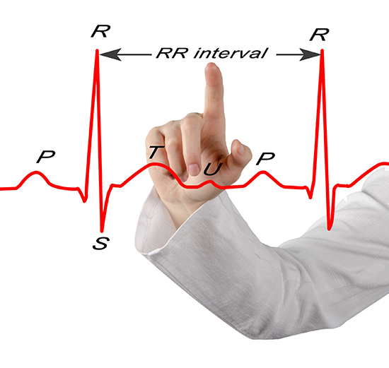Finger tracing an ECG rhythm